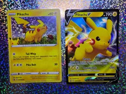 Pokemon TCG Promo: General Mills Holo SWSH039 Pikachu; SWSH061 Pikachu V - Image 1