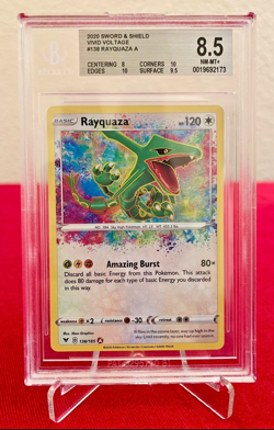 2020 POKEMON SWSH VIVID VOLTAGE #138/185 RAYQUAZA RARE HOLO BGS 8.5 NM-MT+ - Image 1