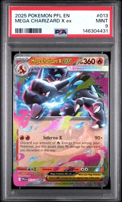 2025 POKEMON PFL EN-PHANTASMAL FLAMES #013 - MEGA CHARIZARD X EX 013/094 - PSA 9 - Image 1