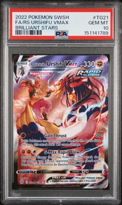 2022 POKEMON SWORD & SHIELD BRILLIANT STARS FA/RAPID STRIKE URSHIFU VMAX PSA 10 - Image 1