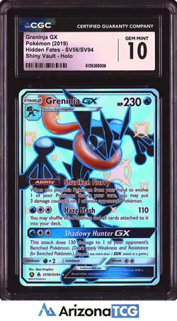 Pokemon 2019 Greninja GX SV56/SV94 Holo Shiny Vault Hidden Fates GEM MINT CGC 10 - Image 1