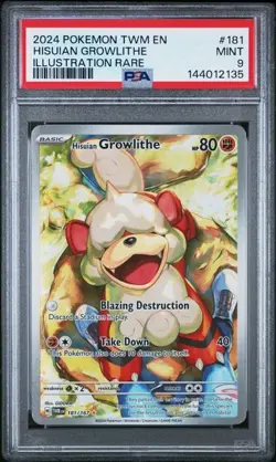 Pokemon TCG Hisuian Growlithe 181/167 Twilight Masquerade IR PSA 9 - Image 1