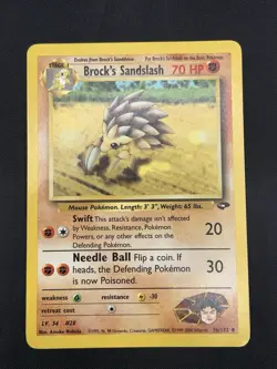 Brock's Sandslash 36/132 Uncommon Gym Challenge Pokemon TCG 1999 WOTC Vintage MP - Image 1