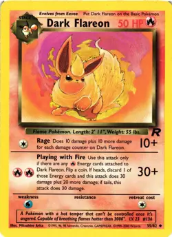 Pokemon TCG Dark Flareon 35/82 Unlimited Team Rocket Uncommon MP - Image 1