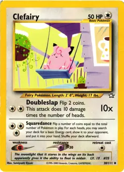 Pokemon TCG Clefairy 30/111 Uncommon Neo Genesis Unlimited MP - Image 1