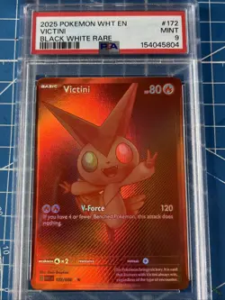 2025 Pokemon Black Bolt Victini #171 BLK EN GEM MT PSA 9 Black White Rare - Image 1