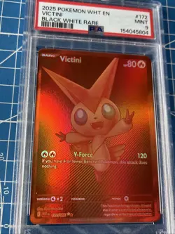 2025 Pokemon Black Bolt Victini #171 BLK EN GEM MT PSA 9 Black White Rare - Image 4