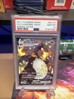 Pokemon 2021 Charizard VMAX SV107/SV122 Shiny Full Art Shining Fates PSA 10 - Image 1