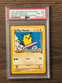 Pokemon Black Star Surfing Pikachu Pokemon League Promo PSA 8 PSA # 68566085 - Image 1