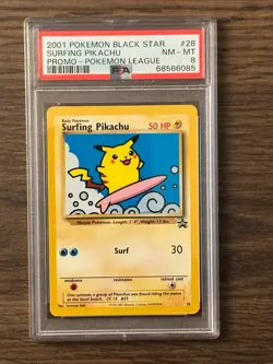 Pokemon Black Star Surfing Pikachu Pokemon League Promo PSA 8 PSA # 68566085 - Image 2
