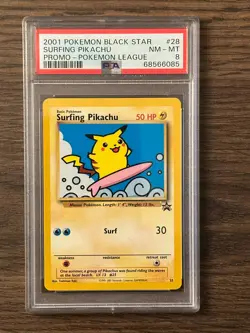 Pokemon Black Star Surfing Pikachu Pokemon League Promo PSA 8 PSA # 68566085 - Image 3