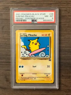 Pokemon Black Star Surfing Pikachu Pokemon League Promo PSA 8 # 68566097 - Image 1