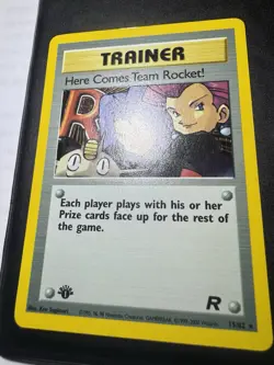 First Edition Here Comes Team Rocket Trainer Card Holo Rare - Image 1