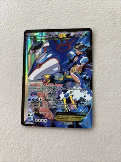 Pokemon TCG Double Crisis Team Aqua's Kyogre EX Full Art Holo Card 6/34 MP - Image 2