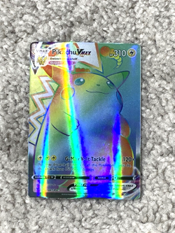 Pikachu VMax HP310 G-Max Volt Tackle Rainbow Holo Fan Art Display Card - Image 1
