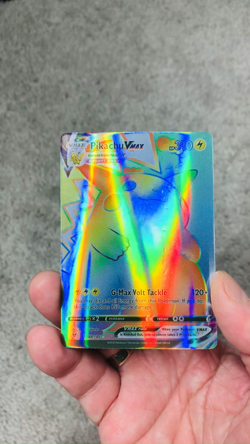 Pikachu VMax HP310 G-Max Volt Tackle Rainbow Holo Fan Art Display Card - Image 2