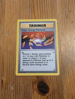 Super Energy Removal 079/102 Base Set Regular Black Star Rare Pokemon TCG LP - Image 1