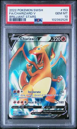 Charizard V PSA 10 Full Art 153/172 Swsh09: Brilliant Stars Pokemon TCG Holo - Image 1