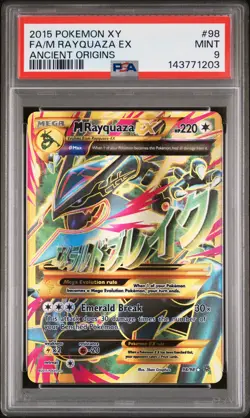 2015 POKEMON XY ANCIENT ORIGINS #98 FULL ART/M RAYQUAZA EX PSA 9 - Image 1