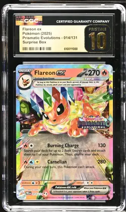 2025 POKEMON PRISMATIC EVOLUTIONS SURPRISE BOX #014 FLAREON EX CGC PRISTINE - Image 1