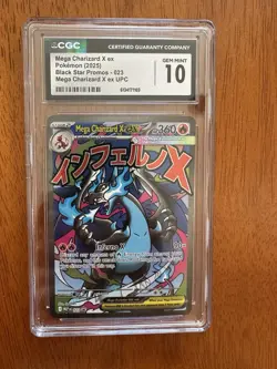 CGC 10 GEM MINT Mega Charizard X ex 023 Black Star Promo 2025 UPC Pokemon - Image 1