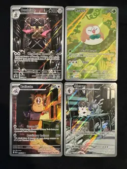 Pokemon Perfect Order Rowlet, Doublade, Raticate & Spewpa Illustration Rare Set - Image 1