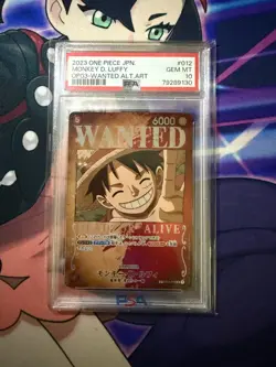 2023 One Piece Japanese Monkey D. Luffy OP03-012 Wanted Alt Art PSA 10 GEM MINT - Image 1
