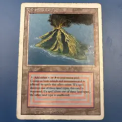 Volcanic Island, Magic the Gathering card revised edition, heavy play condition - Image 1