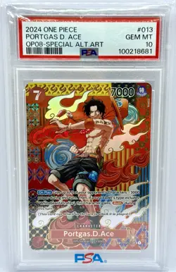 PSA 10 - Portgas D. Ace OP02-013 SR SP Alt Art Two Legends OP-08 ONE PIECE CARD - Image 1