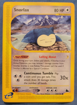 Snorlax 100/144 Skyridge 2003 E-Series E-Reader Pokemon Card TCG - Image 1