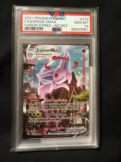 PSA 10 Espeon VMAX Alt Art Secret #270/264 Fusion Strike Pokemon 2021 - Image 1
