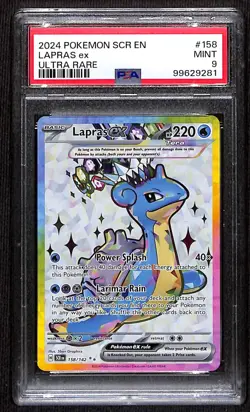 PSA MINT 9 Pokemon TCG Lapras ex 158/142 Sv07: Stellar Crown Holo UR (2024) - Image 1