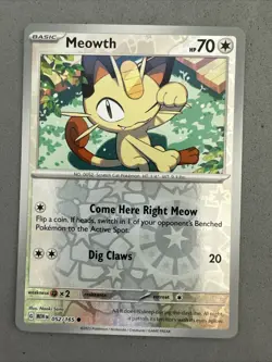 Pokemon TCG * Scarlet & Violet 151 * 052/165 Meowth C * REVERSE HOLO * NM - Image 1