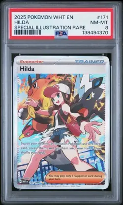 2025 POKEMON WHT EN-WHITE FLARE SPECIAL ILLUSTRATION RARE #171 HILDA PSA 8 - Image 1