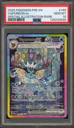 Pokemon Vaporeon ex Prismatic Evolutions Special Illustration Rare #149 PSA 10 - Image 1