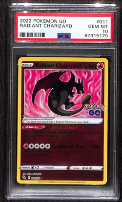 PSA GEM MT 10 Pokemon TCG Radiant Charizard 011/078 Pokemon GO Holo (2022) - Image 1