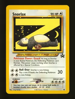 Pokemon WOTC Black Star League Promo Sleeping Snorlax 49 NM LP - Image 1