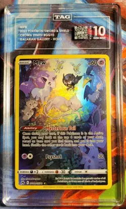 2023 Pokemon Mew Gg10/gg70 Crown Zenith Galarian Gallery Tag 10 - Image 1