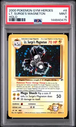 2000 POKEMON GYM HEROES HOLO #8 LT. SURGE'S MAGNETON PSA 9 - Image 1