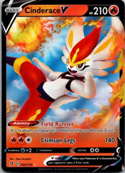 Cinderace V 035/192 Holo V Rare Rebel Clash Pokemon Near Mint - Image 1
