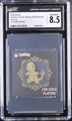 ✨✨✨ CGC 8.5 2023 Pokemon Candy Stickers Charmander 24K Gold Plating Korean - Image 1