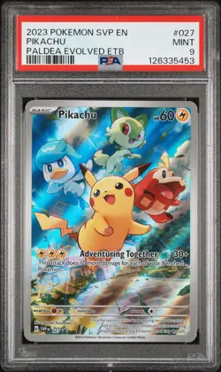2023 POKEMON SVP EN-SV BLACK STAR PROMO #027 PIKACHU PSA 9 - Image 1