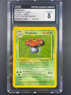 Pokemon Card Vileplume No Symbol CGC 8 Holo Rare Jungle Set 15/64 WOTC psa 1999 - Image 1