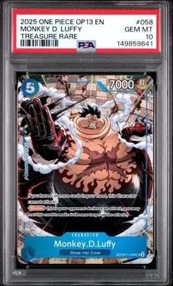 2025 ONE PIECE OP13-CARRYING ON HIS WILL TREASURE RARE MONKEY D. LUFFY PSA 10 - Image 1