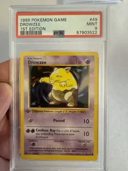 1999 Pokemon - 1st Edition Shadowless Drowzee Base Set 49/102 - PSA 9 MINT! WOTC - Image 1