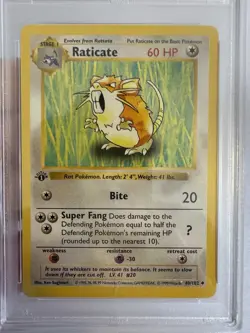 1999 Pokemon - 1st Edition Shadowless Raticate Base Set 40/102 PSA 9 Mint! WOTC - Image 3
