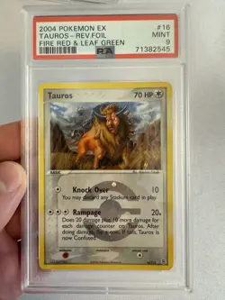 2004 Pokemon Tauros Reverse Holo Rare EX Fire Red & Leaf Green 10/108 PSA 9 Mint - Image 2