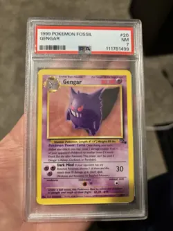 Pokemon Gengar Fossil 20/62 Rare Holo PSA 7 English 1999 Card - Image 1