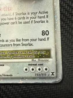 Pokemon Card Snorlax LV. X 111/111 Holo Rare Rising Rivals Series - Image 5