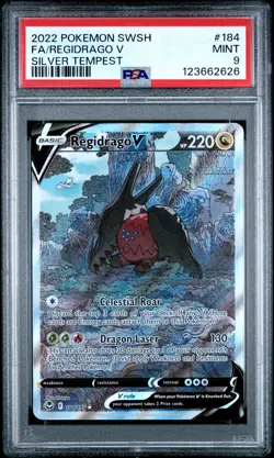 2022 POKEMON SWORD & SHIELD SILVER TEMPEST #184 FULL ART/REGIDRAGO V PSA 9 - Image 1